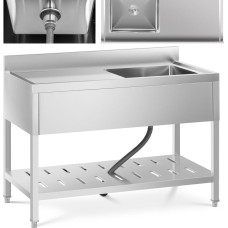 Royal Catering Vieno dubens maitinimo kriauklė su lentyna ir dešiniuoju kraštu 120 x 60 x 94,5 cm