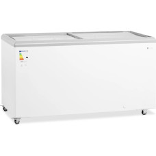 Royal Catering Glass chest freezer with lock for frozen ice cream 450 l 340 W.