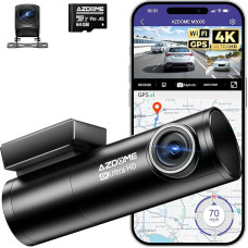 AZDOME Dash Cam Car Front Rear 4K + 1080P, WiFi GPS Dash Cam, Car Camera with 64G SD Card, ADAS, Super Night Vision, WDR, Loop Recording, G-Sensor, Parking Surveillance Car Camera
