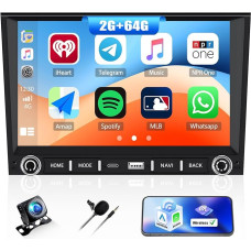 2G + 64GB CAMECHO Android 13 Car Radio for Porsche Boxster Kaman 911 with Navi Carplay Android Car Wireless, Double DIN with 8 Inch Screen with RDS/FM MirrorLink Bluetooth DSP + AHD Rear View Camera