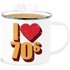 Shirtracer Emaille Becher Blechbecher - Statement - 70er Jahre - 300 ml - Weiß Silber - statements frohes neues jahr new year mit