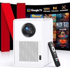 QIAOLET 2025 Projector 4K Netflix Official & Google TV & Dolby Audio: 1200 ANSI Native 1080P, Smart Projector 6D Correction & Auto Focus, WiFi6 Bluetooth 300 Inch Display Projector for Home Cinema