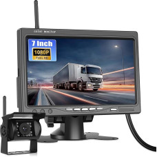GOHHDL Skaitmeninės atbulinės eigos kameros belaidis rinkinys, 7 colių IP68 vandeniui atspari naktinio matymo atbulinės eigos kamera Radijo kamera, skirta kempingo automobiliui, priekabai, sunkvežimiui, priekabai T5, BSD, 12V-36V