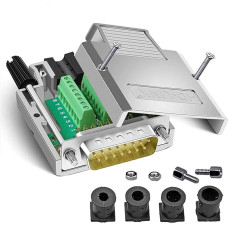 DB15 vyriškos lyties be litavimo 2 eilių metalinis korpusas 15 kontaktų RS232 D-SUB vyriškos lyties serijinis adapteris