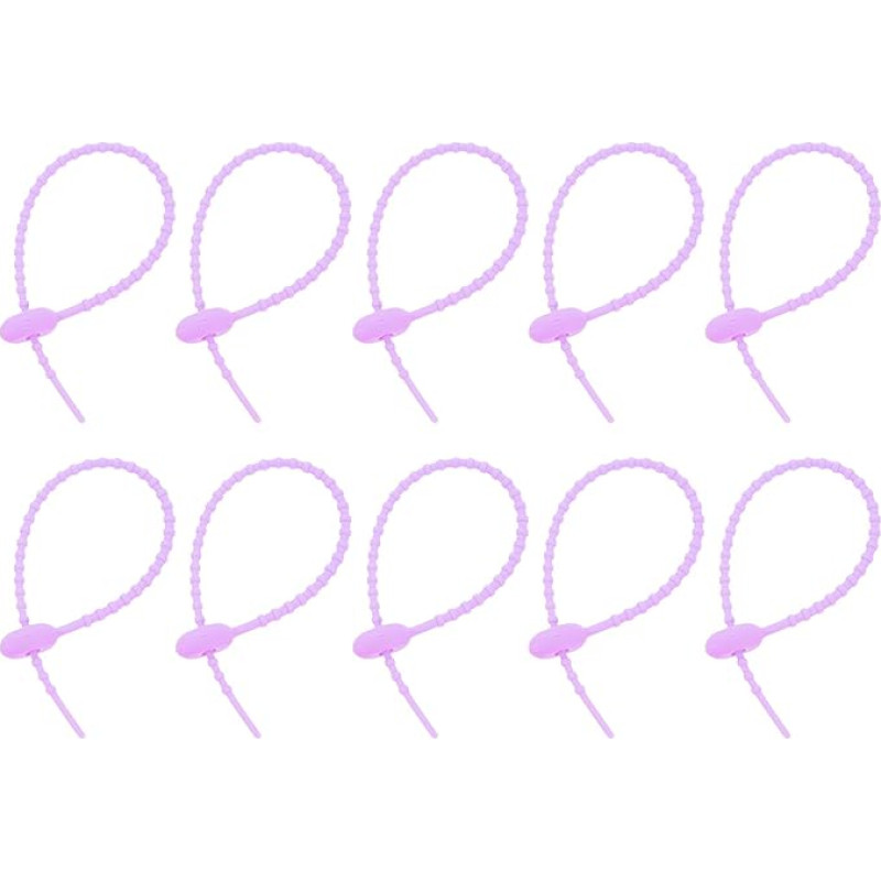 sourcing map 22,9 cm Silikon-Kabelbinder, wiederverwendbare Kabelbinder, Kabelbinder, Kabelwickel, Management-Organizer für Zuhause, Büro, Küche, Lebensmitteltasche, Violett, 20 Stück