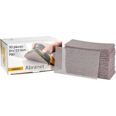 Mirka Abranet 5417805080 Mesh Sanding Strips 81 x 133 mm Velcro / Grain P80 / Pack of 50 / for Sanding Wood, Spatula, Varnish, Plastic