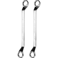 2 Stück 45 Grad gekröpfter Ringschlüssel, 27 mm x 30 mm, metrisch, 12-Punkt-Spiegel, verchromte Stahllegierung, lange Industriequalität, Torx-Steckschlüssel, Reparaturwerkzeug