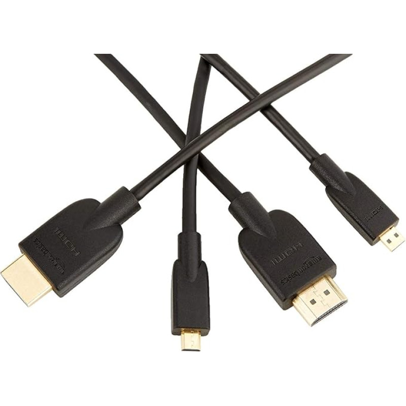 Amazon Basics HL-007331 High Speed HDMI Cable Micro HDMI to HDMI Type HDMI Standard 2.0-0.91 Meters (Pack of 2) - Black