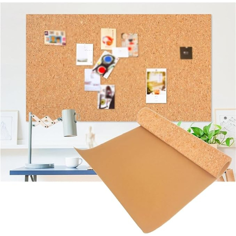 QNDUGJFER Korktafelrolle mit Selbstklebender Rückseite für Pinnwände zu Hause, im Büro oder in der Schule, rahmenlose Kork-Wanddekorrolle für Heimwerkerarbeiten, große Größe (1,22 x 5,74 m)