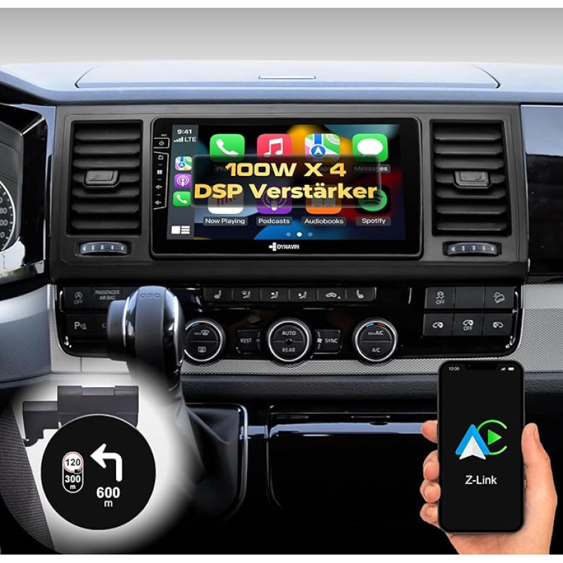 DYNAVIN Android Car Radio Sat Nav for VW T6 Transporter, 9 Inch OEM Radio with Wireless Carplay and Android Car, Head-up Display, Includes DAB+: D9-T6 Premium Flex