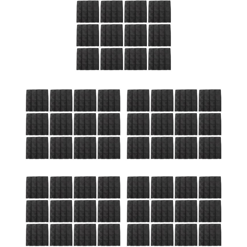 60x Holzkohle Akustik Schaum Fliesen Schall Dämmung Schaum Stoff Platten Studio Polsterung 2 X 10 X 10 (Schwarz)