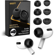 KASOTT Replacement Memory Foam Earplugs for AirPods Pro 1st and 2nd Generation, Perfect Noise Reduction, Ultra Comfortable, Non-Slip, Fits in Charging Case (Black, Small/Medium/Large)