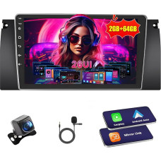 Inefala Autoradio für BMW 5 Series (X5/E39/M5/E53) 1996-2003, Android 2G+64G, Wireless Carplay & Android Auto, Radio 2 Din mit GPS/WiFi/Bluetooth/USB/RDS/FM Mikrofon Rückfahrkamera