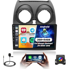 Fuluku 2+64G Android Autoradio für Nissan Qashqai J10 2006-2016 mit Wireless Carpaly&Android Auto, 9''IPS Touchscreen Radio mit Bluetooth/GPS/Rückfahrkamera/FM/WiFi/SWC/26UI