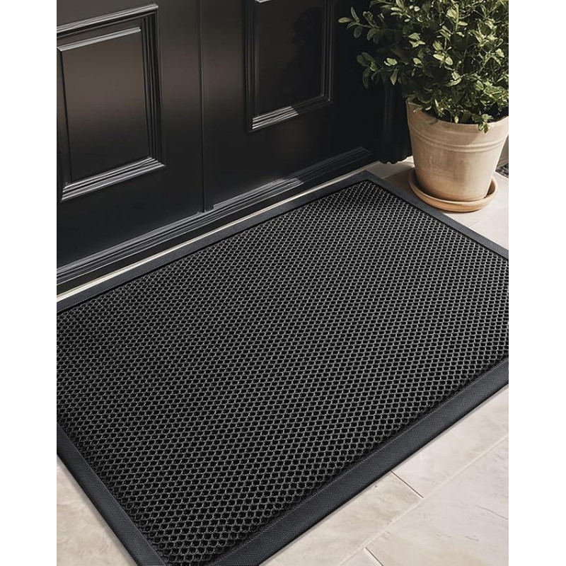 COLOR&GEOMETRY Dirt Trapper Mat 60 x 90 cm purvą atstumiantis žemo profilio durų kilimėlis Lauko įėjimo kilimėlis Neslystantis, lengvai valomas kilimėlis prieangio durims Sveiki kilimėliai prieangio durims, pilka