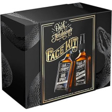 Dick Johnson veido rinkinys: Labai koncentruotas veido serumas ir drėkinamasis odos purškiklis su dekongestantu ir hialurono rūgštimi, unikalus šiltas ir vyriškas kvapas, viskis ir vanilė