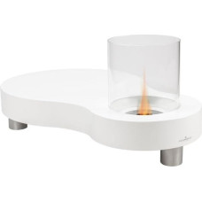 Bioethanol Floor Fireplace White Heavy Duty Materials with Comfortable Flame Adjustable Height and Intensity - Easy to Use and Install