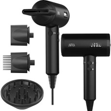 AINA profesionalus saloninis plaukų džiovintuvas, 2300 W plaukų džiovintuvas su difuzoriaus šepečio šukomis moterims, BLDC plaukų džiovintuvas, bešepetėlinis variklis, 150 000 aps/min, joninis, LED ekranas, 4 magnetiniai priedai (juodas)