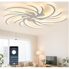 Tetipa LED Ceiling Light, 100 W, Dimmable with Remote Control App, 100 cm Living Room Lamp, 3-Bulb Chandelier Lamp, 3000-6500 K Ceiling Lighting for Bedroom, Living Room