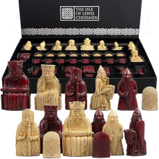 The Isle of Lewis Chessmen Regency Chess Official Lewis Chess Pieces Red Version 4 Queen Edition