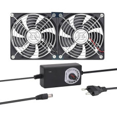 120 mm Quiet Fan 120 x 25 mm Double Row 12 V PC Fan with AC 220 V 240 V Adjustable Speed Control 2 x 12 cm Case Fan for Computer / AV Cabin / Workstation Chassis Cabinet Server