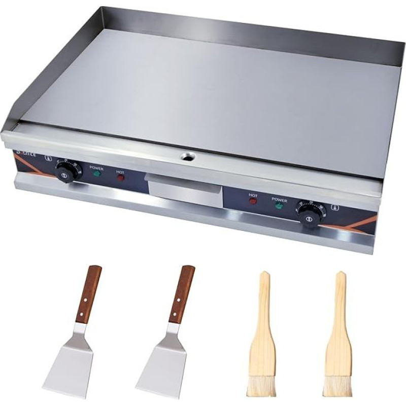 DULNICE Grill Plate Electric Commercial Electric Grill Plate 4400 W, Table Grill Electric Gastro 73 x 43 cm Smooth, Double Temperature Control 50-300 °C