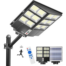 Ofuray Of-2000 W Saulės gatvės žibintai lauke, 200 000 LM Saulės žibintai lauke su judesio jutikliu, 6500 K saulės žibintai, nuo sutemų iki aušros, IP67 vandeniui atspari kelio šviesa automobilių stovėjimo aikštelei, kiemui