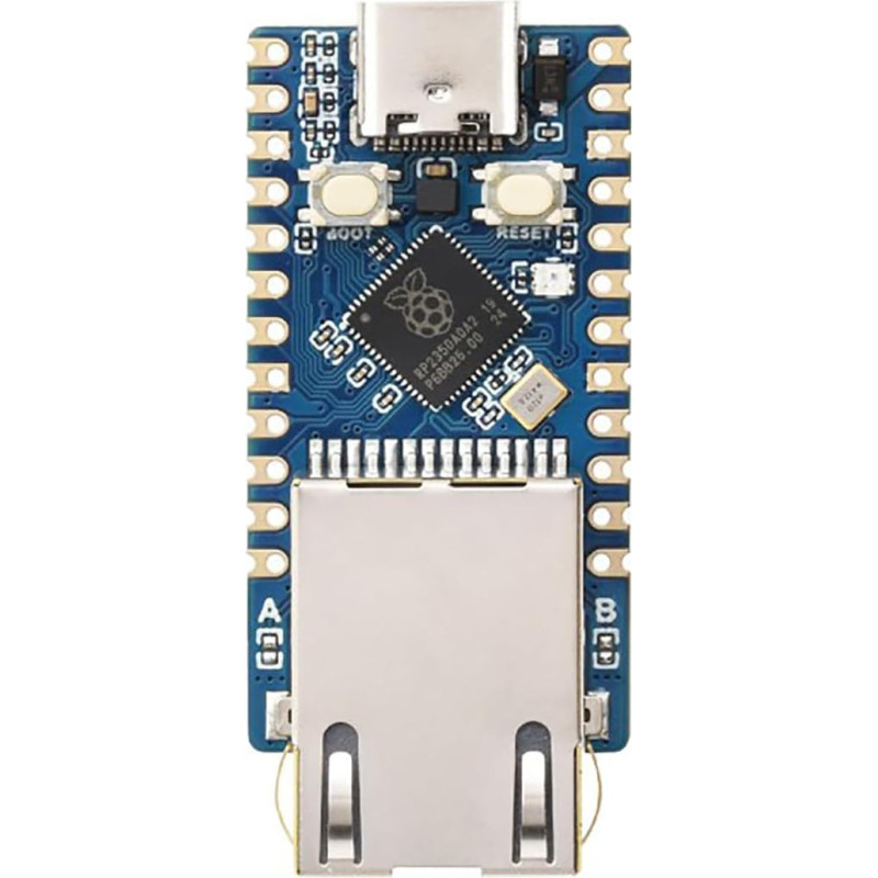 RP2350-ETH Mini Development Board, RP2350 Ethernet Port Module, Dual-Core & Dual-Architecture Microcontroller, Compatible with Raspberry Pi Pico HAT, CH9120 TCP/IP, Onboard Flash Memory, GPIO Pins