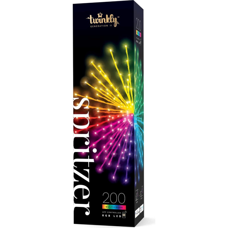 Twinkly Spritzer - LED- Lights Spritzer mit 200 RGB-LEDs - App-gesteuert - Intelligente Lichtdekoration für drinnen und draußen, weißer Draht, 40cm ⌀