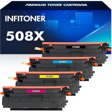 INFITONER 4X 508X Toner Cartridge Replacement for HP 508X 508A CF360X CF360A CF361X CF362X CF363X Color Laserjet Enterprise M553 M552 MFP M577 M552dn M553dn M553x M553n Black Cyan Yellow Magenta