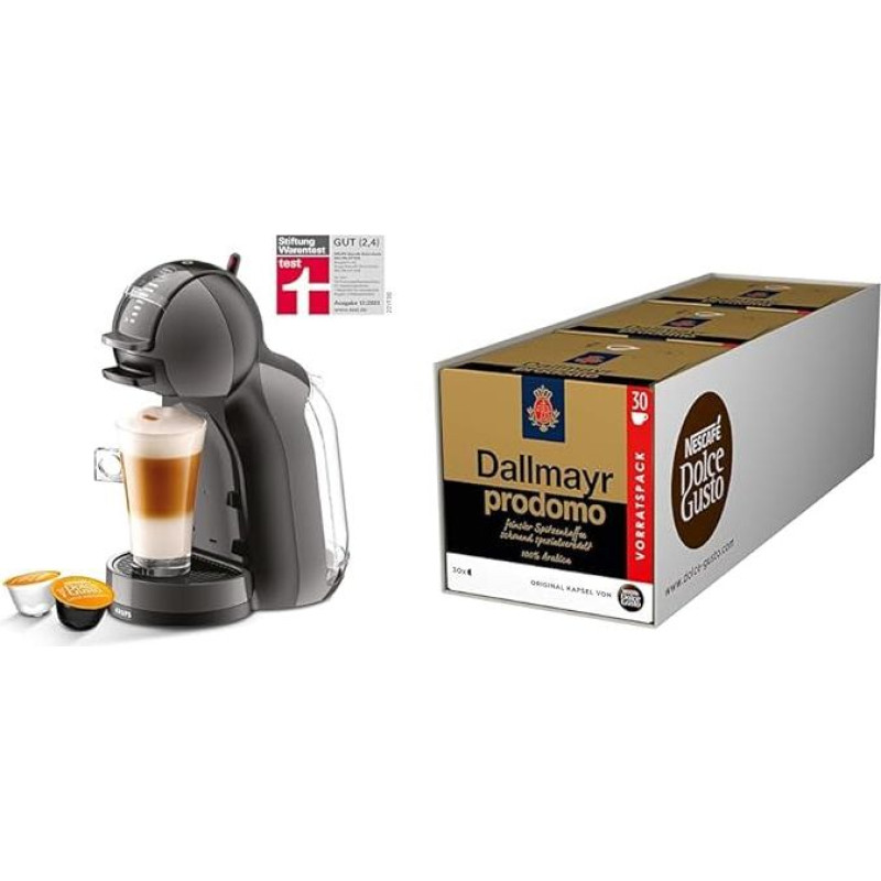 NESCAFÉ DOLCE GUSTO Krups KP1238 Mini Me kavos kapsulinis kavos aparatas, 15 barų, kompaktiškas, aukšto slėgio kavos aparatas, daugiau kaip 30 kavos ruošimo būdų, galimybė pasirinkti gėrimo dydį, juodas/antracitinis su 