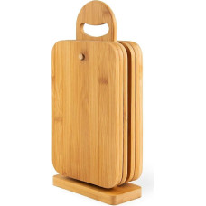 Excelsa Eco Living Bamboo Chopping Boards with Stand, Set of 6, 23 x 15 cm