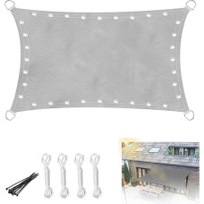 Balkon Sonnensegel 4x5m, Wasserdicht Sonnenschutz Rechteckig Sonnensegel mit Ösen und Seil, UV Schutz Hellgrau Markisenstoff für Balkon Garten Terrasse