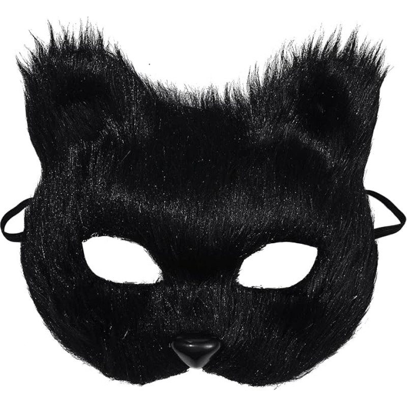 Oidea Halloween-Maske für Erwachsene, pelziger Fuchs, Halbgesichtsmaske, Cosplay, Halloween, Ostern, Karneval, Maskerade, Kostüm, Party, Maske, schwarz