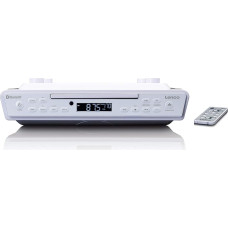 Lenco KCR-150 CD Base FM Kitchen Radio - Bluetooth - Station Memory - 2 x 3 Watt RMS - Undermount Mounting Kit - AUX In Input - Timer Function - White, A003089