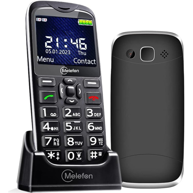 Melefon Mobile Phone for Seniors 4G/LTE Unlocked, Large Button, Robust, Large Speaker, CE Certified, 1600 mAh Battery, 4G Senior Mobile Phone with Charging Station