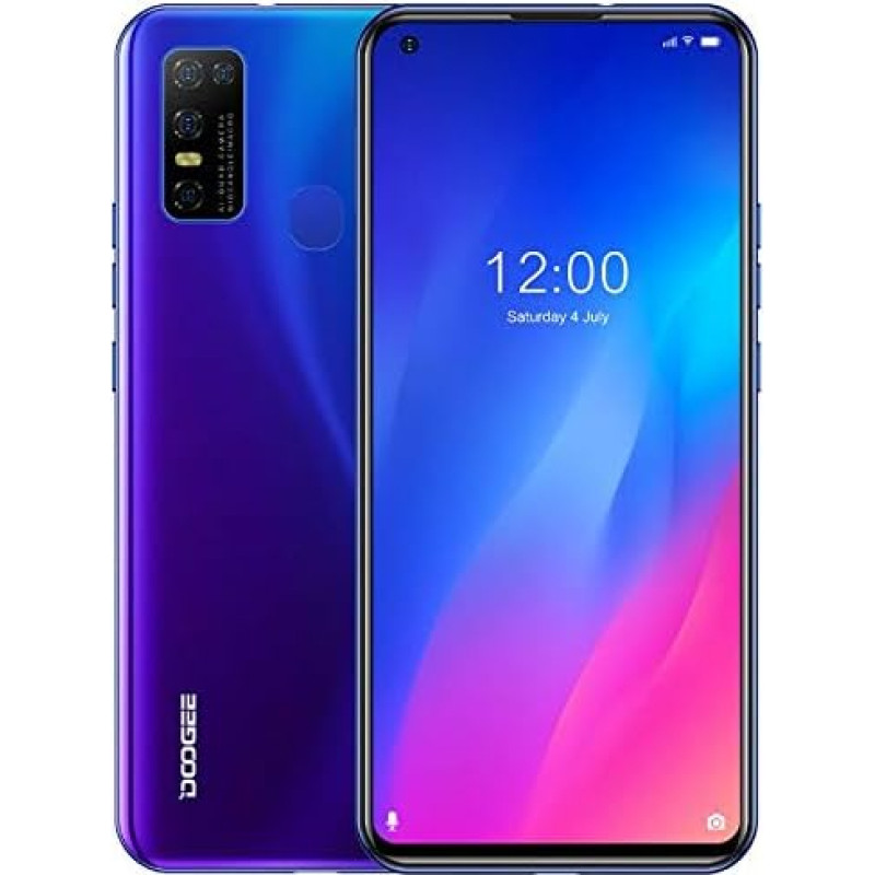 Smartphone without contract, Doogee N30 mobile phone (4 GB + 128 GB), Android 10, 6.55 inch HD+ perforated screen, dual SIM + dedicated SD card 256 GB, 4500 mAh battery, 16 MP AI, GPS