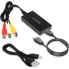 RCA to HDMI Converter 1080P CVBS Composite AV to HDMI Converter RCA AV Video Cable to USB with 3 x RCA Cable & USB Cable, RCA HDMI Adapter for RCA to HDMI PAL, NTSC3 58 NTSC4 43 SECAM PAL/M PAL/N