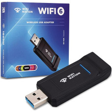 WiFi Nation WiFi 6 AX1800 2T2R, USB 3.0 Chipset: RTL8832AU, WiFi Dongle Adapter | 802.11ax Gigabit Wireless Network Card Adapter | 5GHz/2.4GHz | WPA3 Network Security | Windows 7/10/11