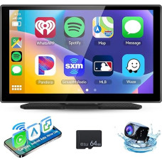 Hodozzy Portable Car Radio Wireless CarPlay Display Android Car, Airplay Mirror Link, 9 Inch Touchscreen Monitor CarPlay Screen with Bluetooth, AUX/FM/SD Card, Car Multimedia Player with Camera