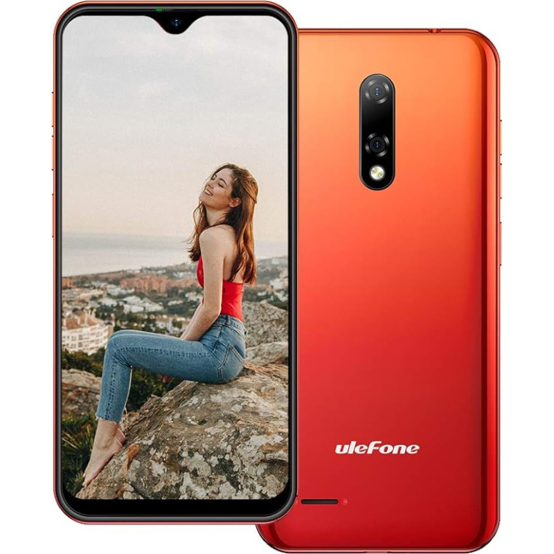 Ulefone Note 8P Android 10 smartphone without contract, 5.5 inch water drop screen 4G LTE mobile phone, 2GB+16GB, dual SIM+SD (3 card slots), face unlock, 8MP+2MP+5MP, GPS