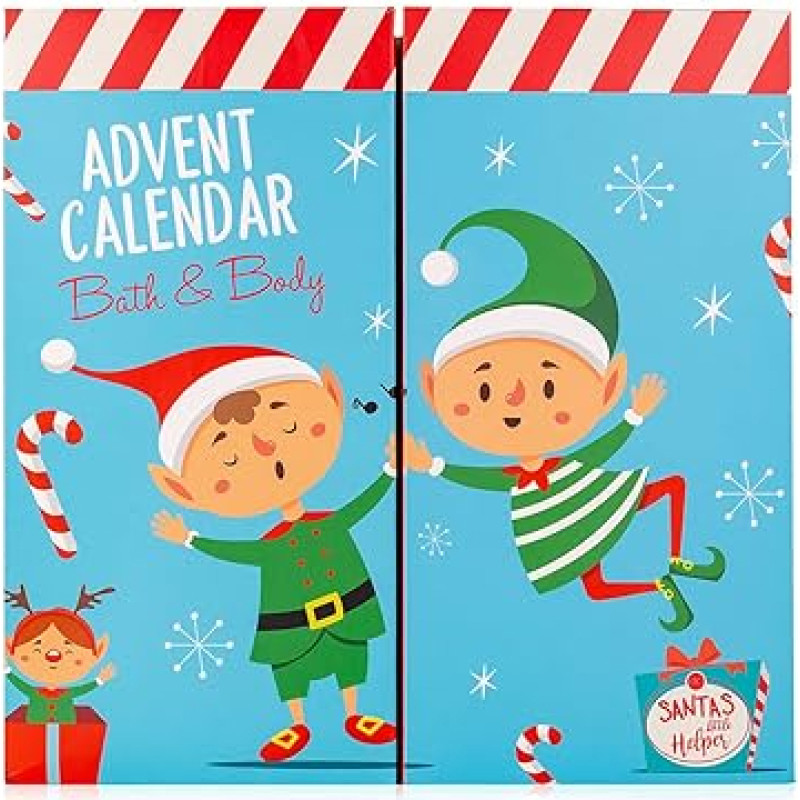 accentra Advent Calendar for Children Santa & Co. 2023, in Cute Elf Design, for Girls and Boys with 24 Bath, Body Care and Accessories Products