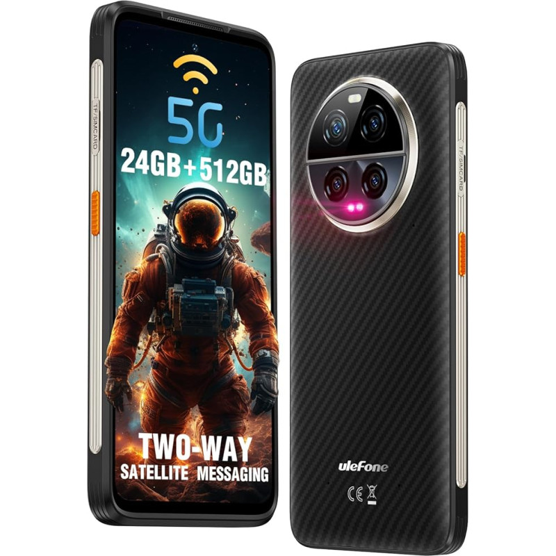 Ulefone Armor 23 Ultra Outdoor Mobile Phone 5G with Satellite Communication, 512GB + 24GB Dimensity 8020 64MP Night Vision + 50MP x 3 Quad Camera 120W/5280mAh 6.78