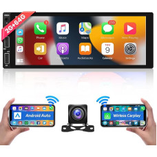 Hodozzy 2G 64G Android 13 Wireless Carplay Android Car, Car Radio 1 DIN 6.86 Inch Touchscreen Screen Car Radio GPS Navigation Wi-Fi, Radio 1 DIN Bluetooth FM/RDS USB AUX Input / EQ SWC + Reversing