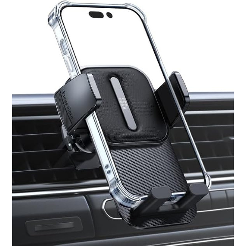 YOSH 2024 Mobile Phone Holder Car Ventilation, 360° Rotating Mobile Phone Holder, Car Air Vent with Double Lock Clip, Compatible with Large Phone iPhone Samsung Huawei Google