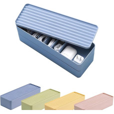 STARRY G Cable Storage Box with Lid, 7 Grid Cable Organiser Box, Large Storage Box for Cables, Charging Plug, Plain Cable Management Box (Free 3 m Cable Tie Roll), 2 Layers