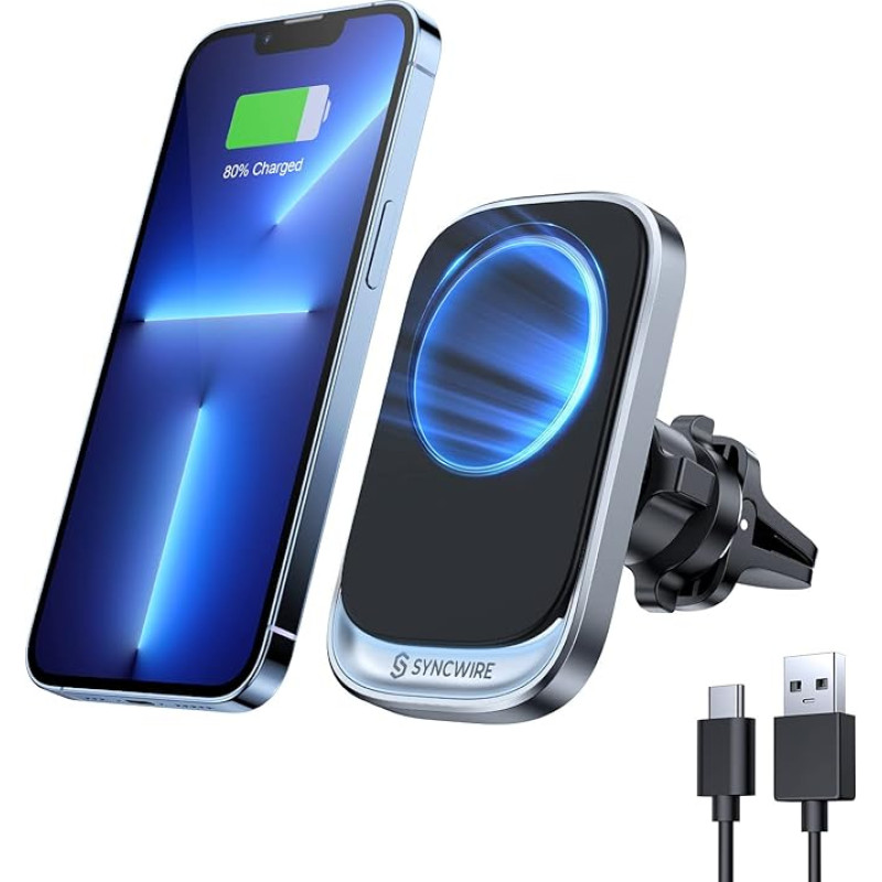 SYNCWIRE Mobile Phone Holder Car with Charging Function for MagSafe Wireless Charger Car Wireless Charger Compatible with iPhone 14 13 12 Pro Max