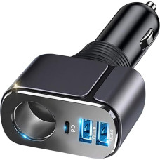 Cigarette Lighter USB, 56 W [PD3.0 + Dual QC3.0] Car USB Adapter, [60° Adjustable] Car Charger, 4-in-1 Car Charger Quick Charge for iPhone 14/13/12/11/XS/X/XR, iPad, Samsung Galaxy S22/S21, Pixel etc