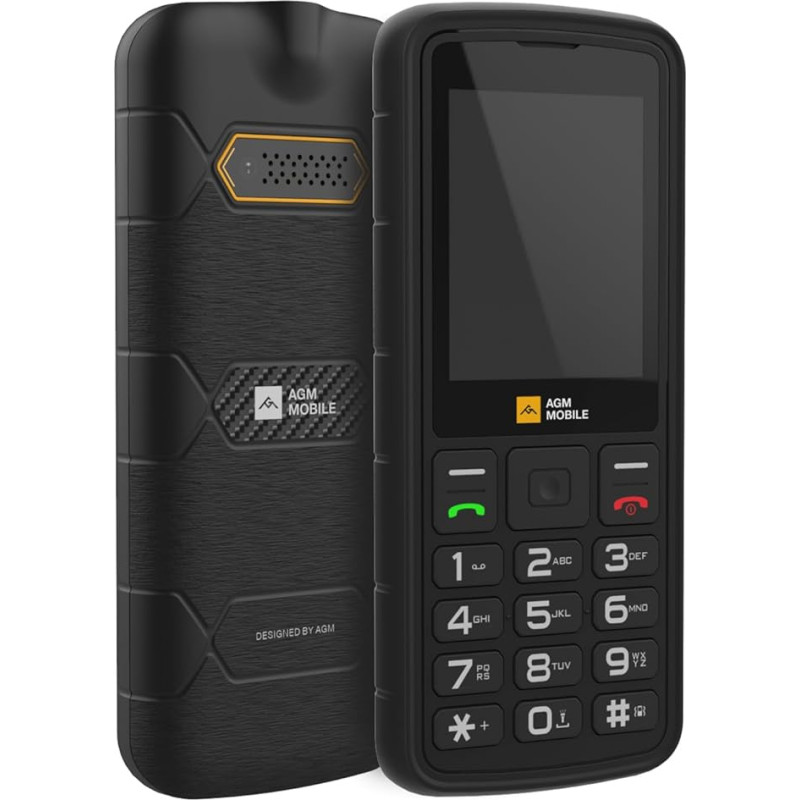 AGM M9 Outdoor Mobile Phone without Contract, 2G, 2.4 Inch Colour Display, Robust, All Carriers, Waterproof IP68/69K, Shockproof, Dual SIM, Button Mobile Phone, 1000 mAh Battery, FM Radio, Torch,