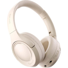 iKF King Wireless Bluetooth with Hybrid Active Noise Cancelling, Over-Ear Headphones, 75h Playtime in ANC Mode, Hi-Res Audio, EQ in App, Transparency Mode, Quick Charge for Travel (Off White)